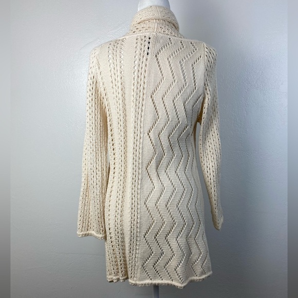 PURE Handknit Cream Open Front Crochet Sweater Cardigan Women’s Small/Medium - Picture 1 of 15